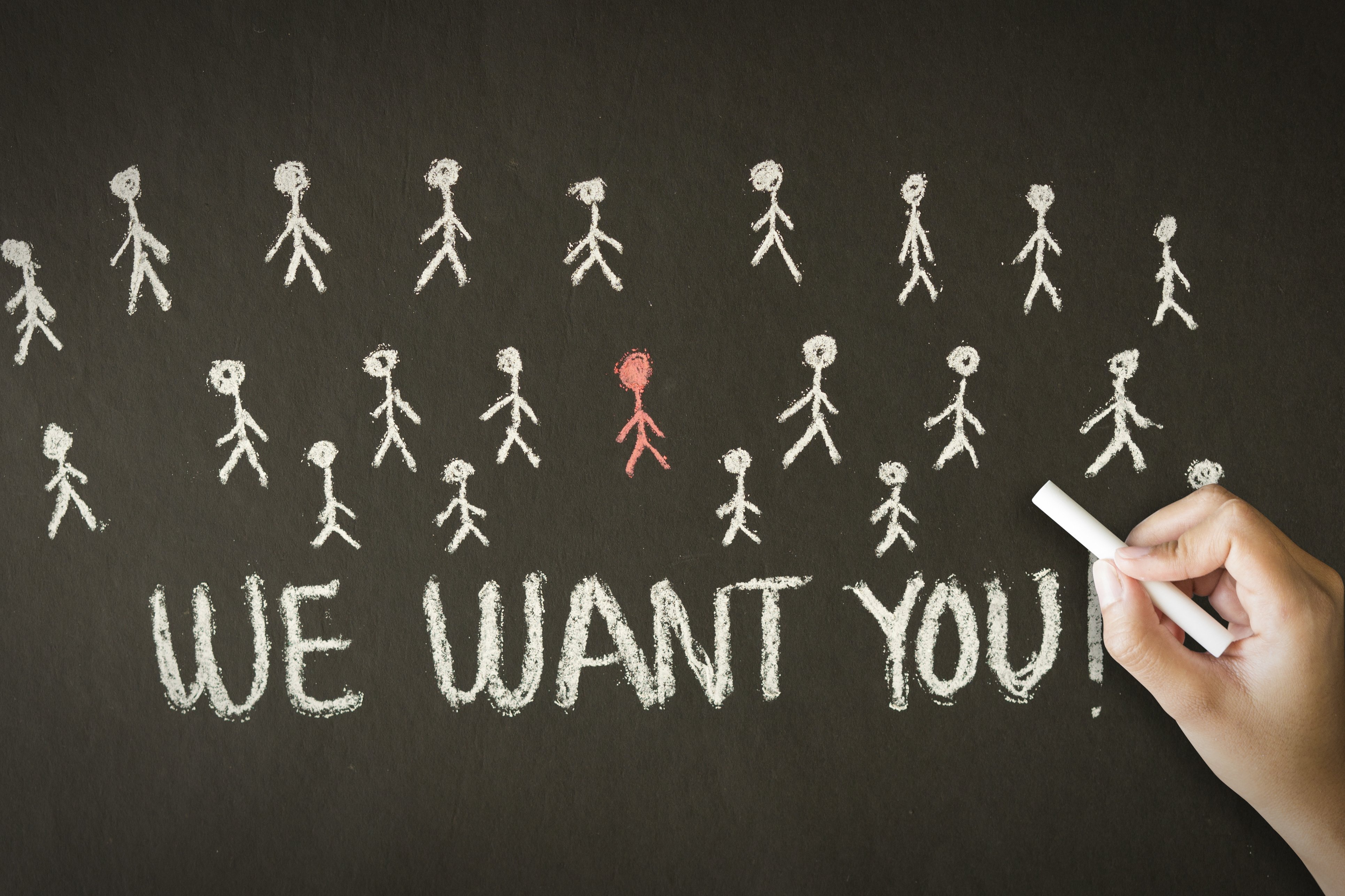 Tafel Kreide We Want You
