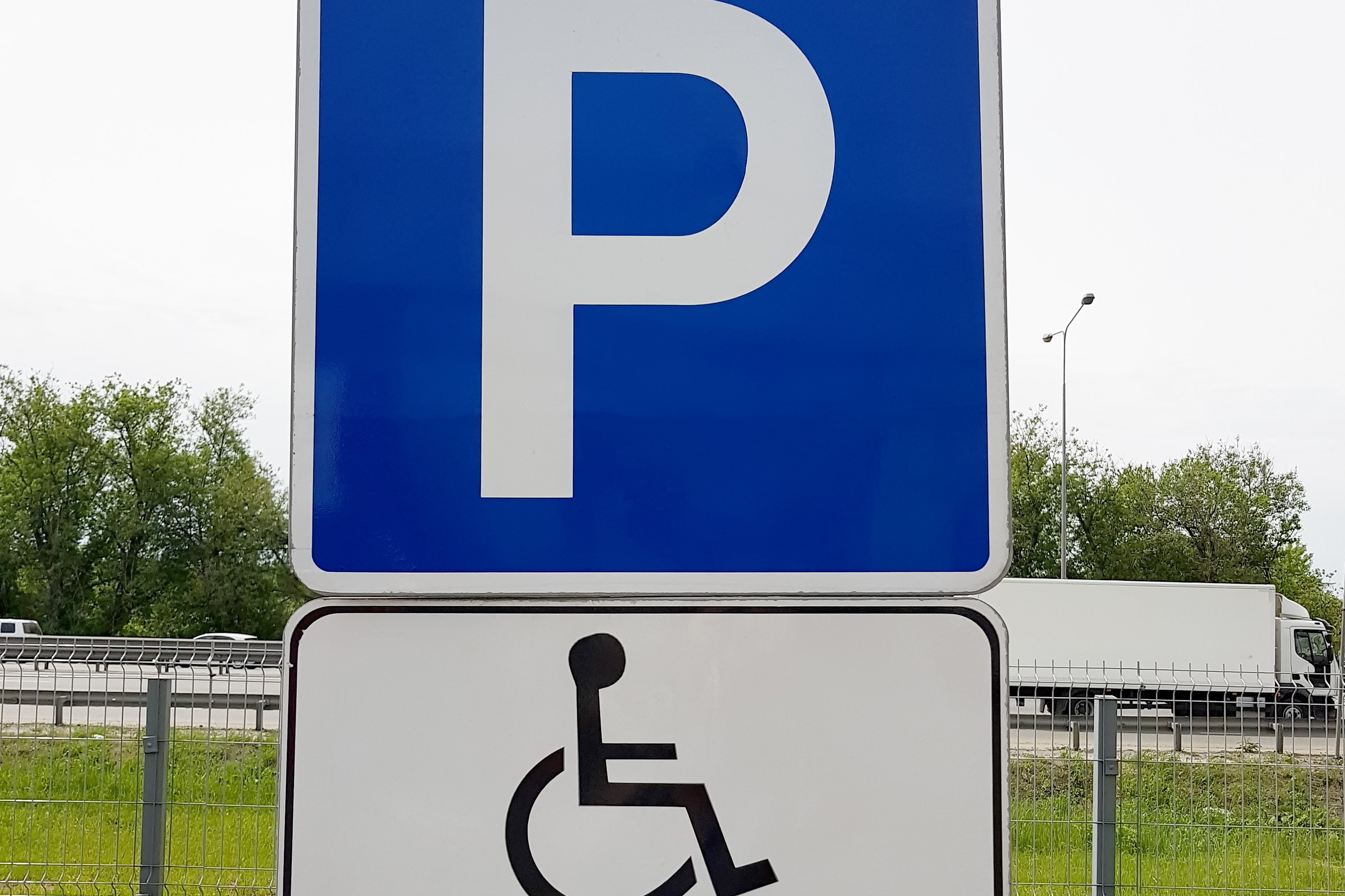 Parking sign for disabled people.